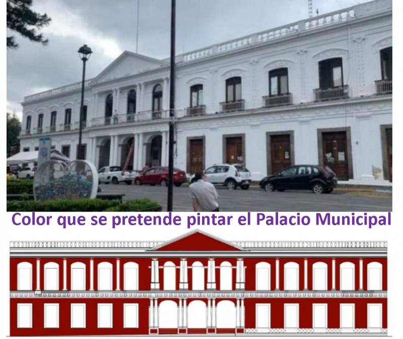 Cambian azul por guinda el Palacio de Coatepec