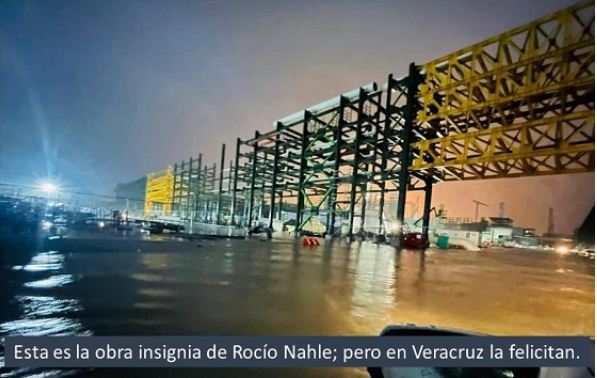 Dos Bocas, inundada, y en Veracruz felicitan a Nahle